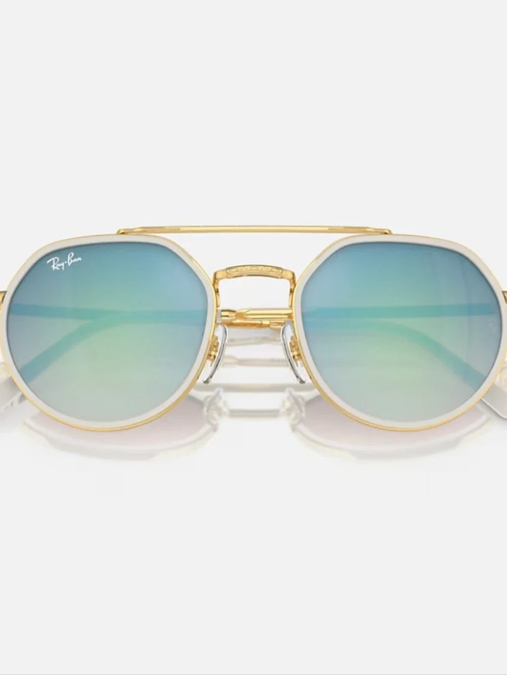 Ray-Ban RB3765 Sunglasses - Polished Arista Gold / Blue Mirror - Like New